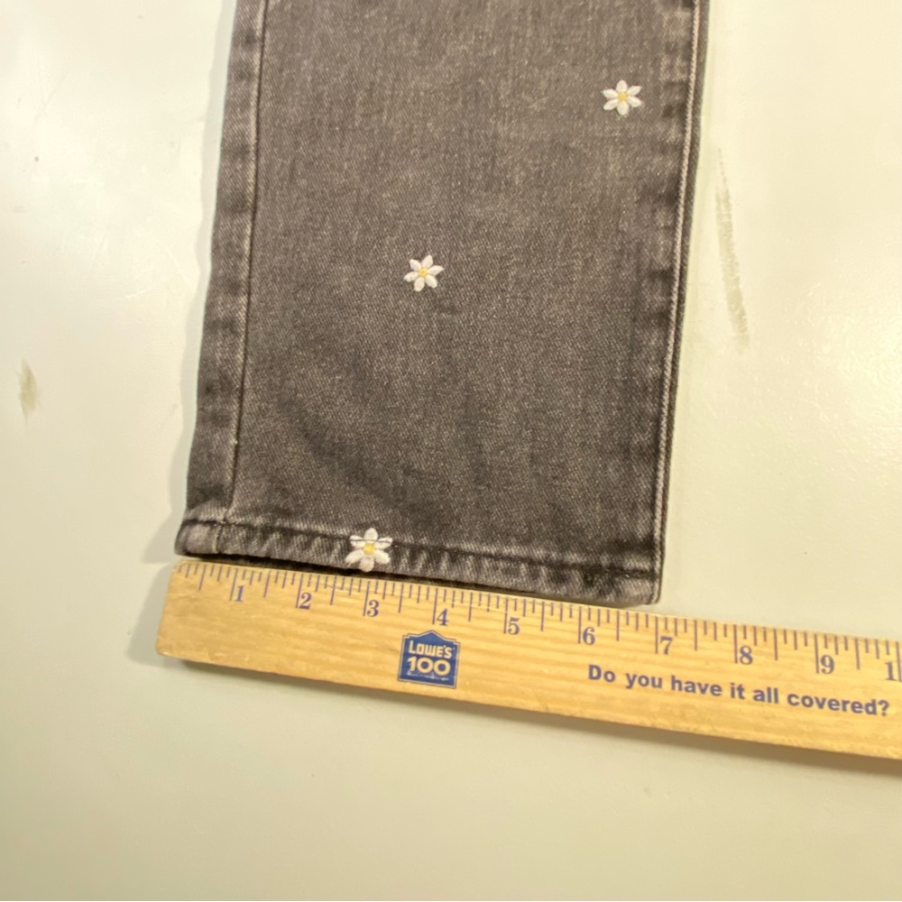 PacSun Highrise Straight Leg Black Embroidered Daisy Floral Jeans size 26 2 - Picture 8 of 14